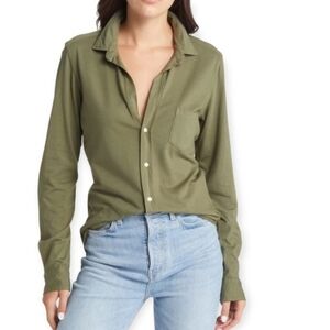 Frank & Eileen Tee Lab Relaxed Fit Button Down Shirt Collar Long Sleeve XS Green